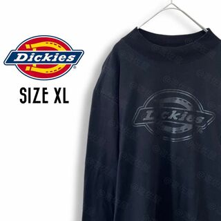 ディッキーズ(Dickies)のディッキーズ ロンT ボルトネック 古着 XL ビッグロゴ 無地 黒b74(Tシャツ/カットソー(七分/長袖))