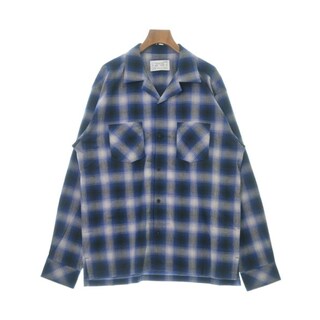 Rafu ラフ カジュアルシャツ XL 青x白(チェック) 【古着】【中古】(シャツ)