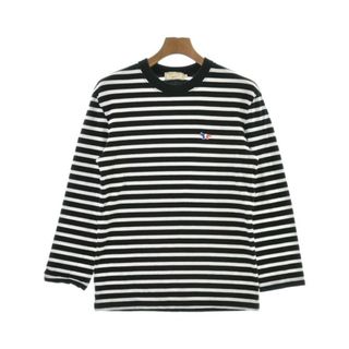 MAISON KITSUNE Tシャツ・カットソー S 黒x白(ボーダー) 【古着】【中古】(Tシャツ/カットソー(半袖/袖なし))