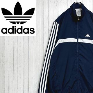 アディダス(adidas)のアディダス　ジップアップジャケット　ネイビー　スポーツ　スリーライン　S(その他)