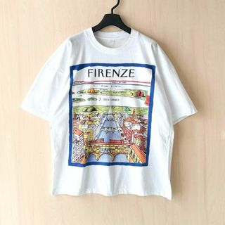 ヴィンテージ(VINTAGE)の80s古着　ヴィンテージ　フィレンツェの街並　イラストTシャツ　アート　アルノ川(Tシャツ/カットソー(半袖/袖なし))