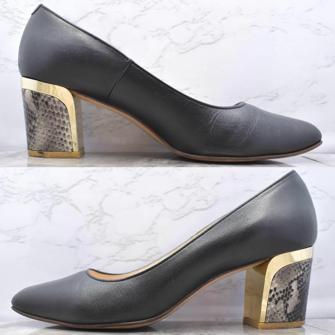 DIANA パンプス パイソン レザー 黒 ブラック 23 DIANA パンプス パイソン レザー 黒 ブラック 23