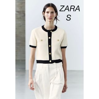 ザラ(ZARA)のZARA ショートスリーブ ニット カーディガン(カーディガン)