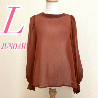 ジュノア(JUNOAH)のジュノア　長袖ブラウス　L　レッド　シアー　きれいめ　ポリ100%(シャツ/ブラウス(長袖/七分))