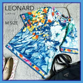 LEONARD - 【LEONARD】レオナール 花柄 ペイント柄 コットン Tシャツ トリム M