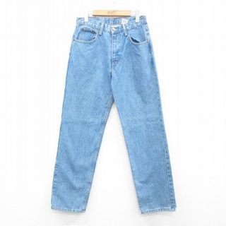 W31★古着 ジーンズ メンズ 90年代 90s コットン USA製 紺 ネイビー デニム 24may23 中古 ボトムス ジーパン Gパン ロング パンツ(ワークパンツ/カーゴパンツ)