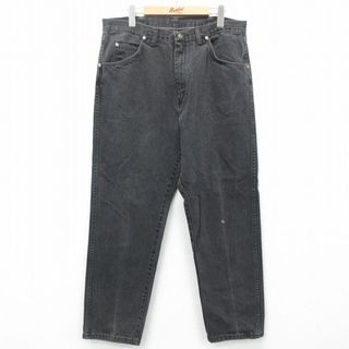 W36★古着 ラングラー Wrangler ジーンズ メンズ 90年代 90s コットン USA製 黒 ブラック デニム 24may23 中古 ボトムス ジーパン Gパン ロング パンツ