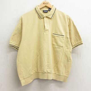 XL★古着 バンヒューセン 半袖 ポロ シャツ メンズ 90年代 90s コットン 黄 イエロー 24may23 中古 トップス(ポロシャツ)