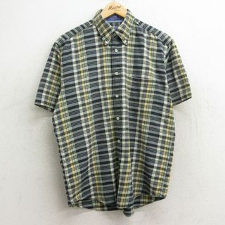 ペンドルトン(PENDLETON)のL★古着 ペンドルトン PENDLETON 半袖 シャツ メンズ コットン ボタンダウン 黒他 ブラック チェック 24may23 中古 トップス(シャツ)