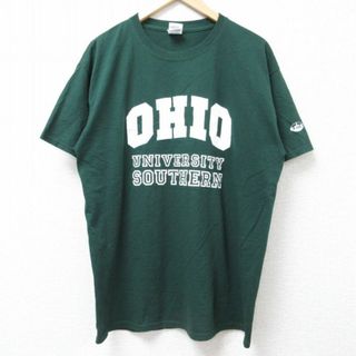 L★古着 ジャージーズ 半袖 Tシャツ メンズ オハイオ 大学 クルーネック 濃緑 グリーン 24may23 中古(Tシャツ/カットソー(半袖/袖なし))