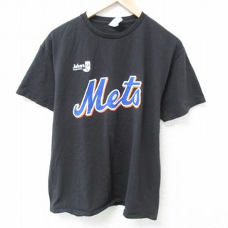 L★古着 半袖 Tシャツ メンズ MLB ニューヨークメッツ マックスシャーザー 21 コットン クルーネック 黒 ブラック メジャーリーグ ベースボール 野球 24may23 中古(Tシャツ/カットソー(半袖/袖なし))