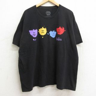 XL★古着 半袖 ロック バンド Tシャツ メンズ ビートルズ The Beatles 大きいサイズ コットン クルーネック 黒 ブラック 24may23 中古(Tシャツ/カットソー(半袖/袖なし))