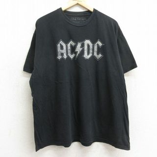 XL★古着 半袖 ロック バンド Tシャツ メンズ AC/DC 大きいサイズ コットン クルーネック 黒 ブラック 24may23 中古(Tシャツ/カットソー(半袖/袖なし))