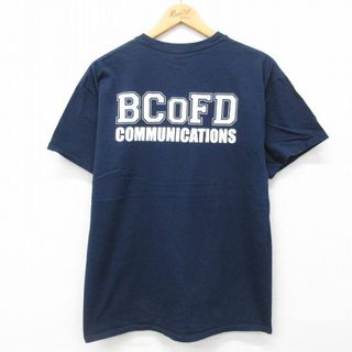 L★古着 半袖 ビンテージ Tシャツ メンズ 00年代 00s ボルチモア 消防署 コットン クルーネック 紺 ネイビー 24may23 中古(Tシャツ/カットソー(半袖/袖なし))