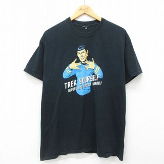 XL★古着 半袖 ビンテージ Tシャツ メンズ 00年代 00s スタートレック STAR TREK YOURSELF クルーネック 黒 ブラック 24may23 中古(Tシャツ/カットソー(半袖/袖なし))