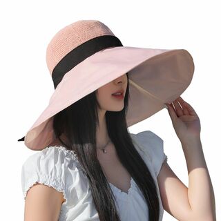 【色: ピンク】[ARSZHORSVS] 帽子 レディース 日焼け防止 日除け帽(その他)