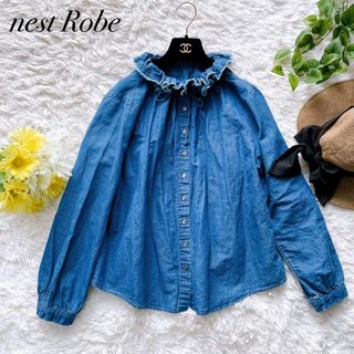 nest Robe - 定番人気✨ネストローブ　コットンリネンダンガリーフリルシャツ　インディゴ