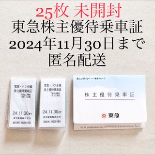 東急電鉄　株主優特乗車証　電車　バス　2024年11月30日まで　乗車券　切符