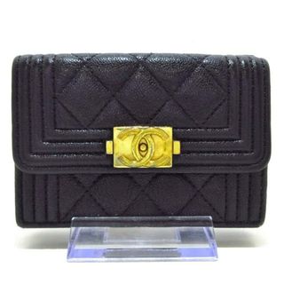 シャネル(CHANEL)のCHANEL(シャネル) 3つ折り財布 ボーイシャネル,マトラッセ 黒 ゴールド金具 キャビアスキン(財布)