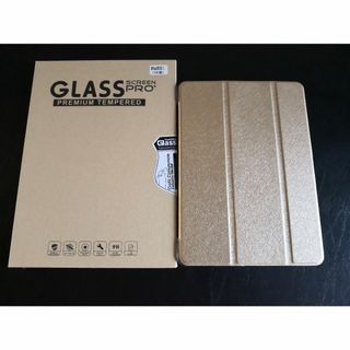 ガラスフィルムと iPad 6世代/５世代/Air/Air2 ゴールド ケース(iPadケース)