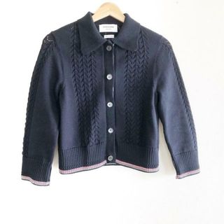 トムブラウン(THOM BROWNE)のTHOM BROWNE(トムブラウン) カーディガン サイズ40 M レディース美品  - ダークネイビー×マルチ 長袖(カーディガン)