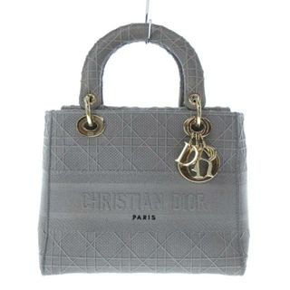 クリスチャンディオール(Christian Dior)のDIOR/ChristianDior(ディオール/クリスチャンディオール) ハンドバッグ レディース レディディーライト ミディアム バッグ グレー ゴールド金具 キャンバス(ハンドバッグ)