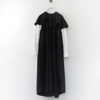 ENFOLD - 今季 2024SS エンフォルド ENFOLD LAYERED－SLEEVE DRESS レイヤードスリーブドレス 36/ブラック トップス ドッキング-.【2400013871013】