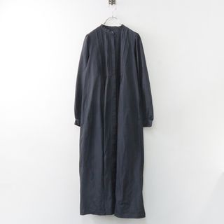 ユナイテッドアローズ(UNITED ARROWS)の2024SS ユナイテッドアローズ UNITED ARROWS タフタ ピンタック シャツワンピース /ブラック バンドカラー ロング【2400013871068】(その他)