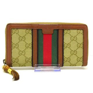 グッチ(Gucci)のGUCCI(グッチ) 長財布 GG柄/シェリー/バンブー 353651 ベージュ×ブラウン×マルチ ジャガード×レザー(財布)