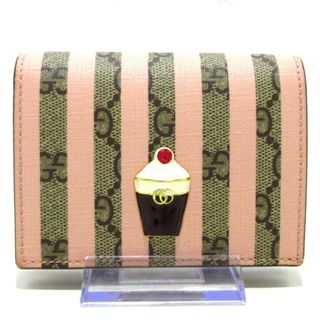 グッチ(Gucci)のGUCCI(グッチ) 2つ折り財布 GGプラス・GGスプリーム 701489 ベージュ×ピンク PVC(塩化ビニール)(財布)