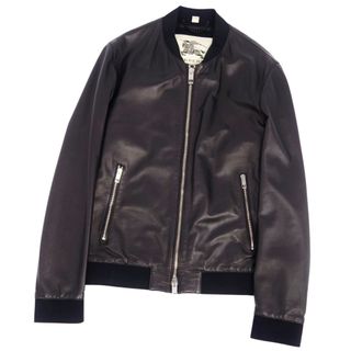 バーバリー(BURBERRY)の美品 バーバリー ロンドン BURBERRY LONDON ジャケット ブルゾン ボンバージャケット ラムレザー アウター メンズ 50 黒(レザージャケット)