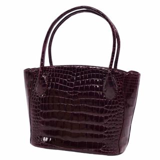 クロコダイル(Crocodile)の美品 クロコダイル CROCODILE JRA バッグ ハンドバッグ トートバッグ シャイニークロコ ワニ革 カバン レディース(ハンドバッグ)