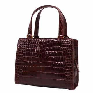 クロコダイル(Crocodile)の美品 クロコダイル CROCODILE JRA バッグ ハンドバッグ トートバッグ シャイニークロコ ワニ革 カバン レディース(ハンドバッグ)