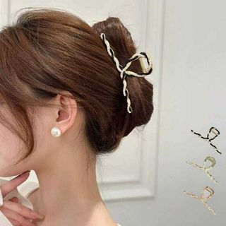 バンスクリップパール 韓国風 ヘアクリップ レディース 可愛い メタル ルー(バレッタ/ヘアクリップ)