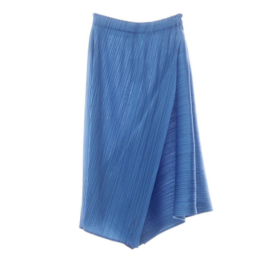 【中古】プリーツプリーズ PLEATS PLEASE 2020年秋冬 プリーツ ロングスカート ブルー【サイズ表記なし（L位）】【レディース】