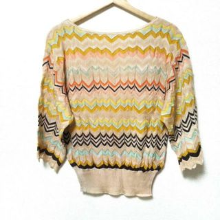 ミッソーニ(MISSONI)のMISSONI(ミッソーニ) 七分袖セーター サイズ42 M レディース美品  - ベージュ×イエロー×マルチ(ニット/セーター)