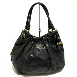 プラダ(PRADA)のPRADA(プラダ) トートバッグ ギャザーバッグ 黒 革タグ レザー(トートバッグ)