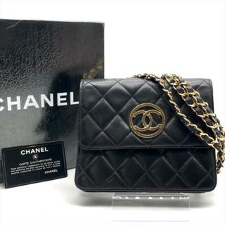 CHANEL - 美品 CHANEL シャネル サークル ココマーク ミニ マトラッセ 17.5 ラムスキン チェーン ショルダー バッグ ブラック a3594