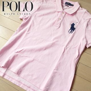 ポロラルフローレン(POLO RALPH LAUREN)の美品 L ポロラルフローレン レディース ビッグポニーポロシャツ ピンク(ポロシャツ)