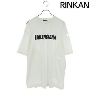 Balenciaga - バレンシアガ  651795 TKVB8 デストロイ加工オーバーサイズロゴプリントTシャツ メンズ XXS