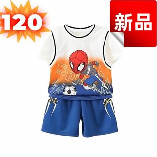 スパイダーマン 上下セット 子供服 半袖 スポーツウェア 120cm(その他)