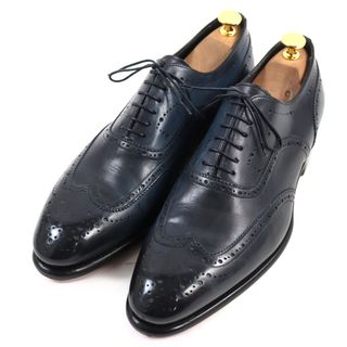 サントーニ(Santoni)の【ドンドン見直し】極美品○Santoni サントーニ ウィングチップ パティーヌ グラデーション レースアップ レザーシューズ ネイビー系 8 イタリア製 メンズ(その他)