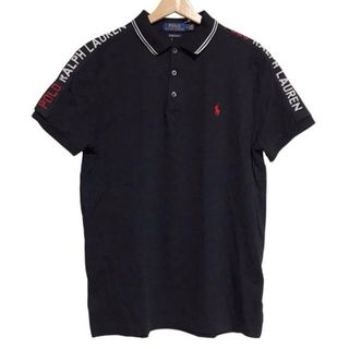 ポロラルフローレン(POLO RALPH LAUREN)のPOLObyRalphLauren(ポロラルフローレン) 半袖ポロシャツ サイズM メンズ美品  - 黒×白×レッド(ポロシャツ)