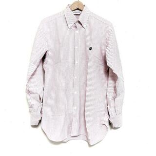 A BATHING APE - A BATHING APE(ア ベイシング エイプ) 長袖シャツ サイズS メンズ - ピンク×白 ストライプ