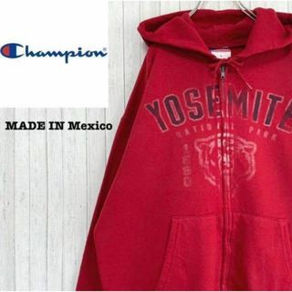 チャンピオン(Champion)のチャンピオン　メキシコ製　パーカー　スウェット ビッグプリント　赤　M(パーカー)