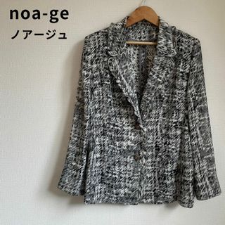 noa-ge ノアージュ フリルジャケット 総柄 シアー 肩パッド(テーラードジャケット)