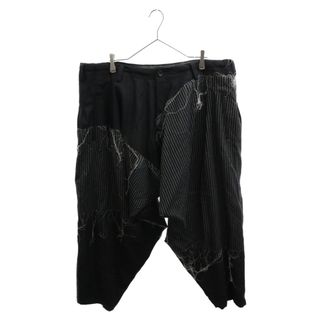 ヨウジヤマモト(Yohji Yamamoto)のYohji Yamamoto POUR HOMME ヨウジヤマモト プールオム 23AW EMBROIDERY DRAPED PANTS HJ-P51-106 ストライプ柄 ドレープパンツ ブラック(その他)