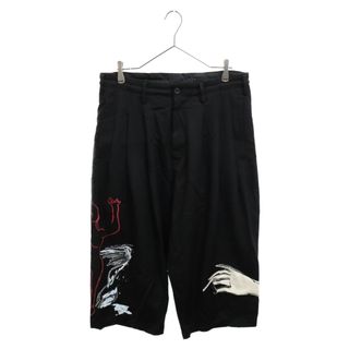 ヨウジヤマモト(Yohji Yamamoto)のYohji Yamamoto POUR HOMME ヨウジヤマモト プールオム 22SS × 朝倉優佳 ORIGINAL ART MOTIF HAND PATCH TACK PANTS HG-P70-815 オリジナル アート モチーフ ハンドパッチ タックパンツ ブラック(その他)