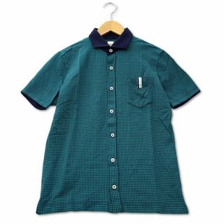 タケオキクチ  綿 ポリ ブレンド チェック ポロシャツ 2 グリーン