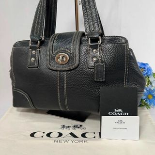 コーチ(COACH)の【美品】コーチ F13961 ハンドバック レザー ターンロック 肩掛け 黒(ハンドバッグ)